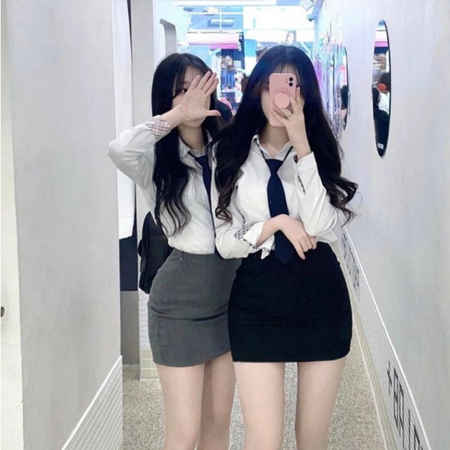 유콩샵 [3사이즈/2컬러] 교복핏! 기본미니스커트 교복치마 정장 오피스룩 슬림핏 H라인 일자 슬림 착붙핏 놀이동산 데이트룩