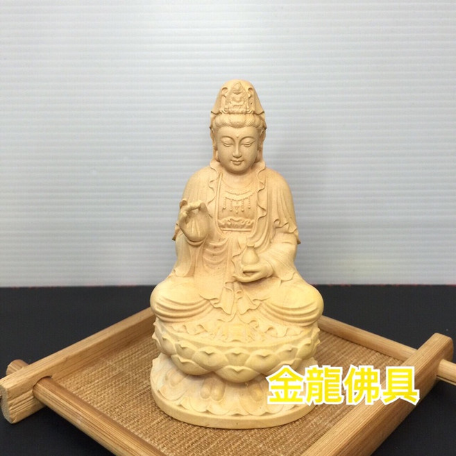 金龍佛具 觀世音菩薩 觀音 黃楊木 神尊 神像 佛像 擺飾 3寸6