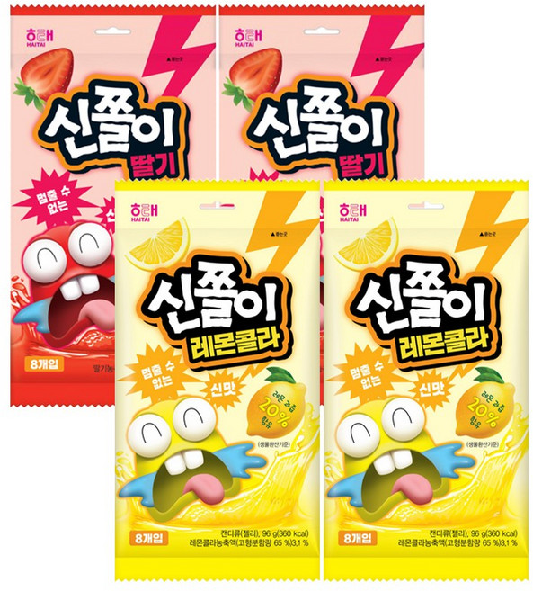 해태 신쫄이 (딸기 2개+레몬콜라 2개), 1세트, 384g