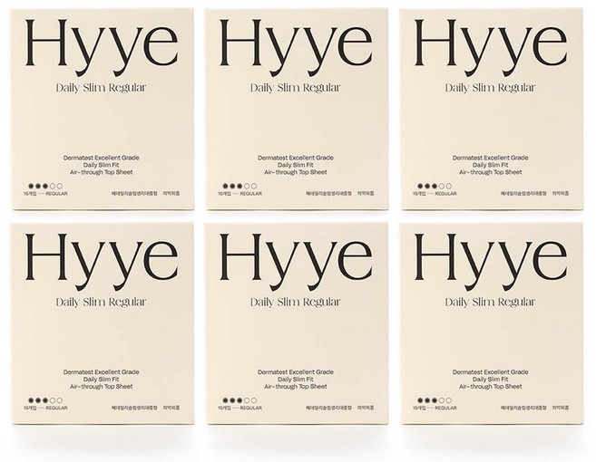 혜 데일리슬림 생리대, 중형, 16개입, 6개