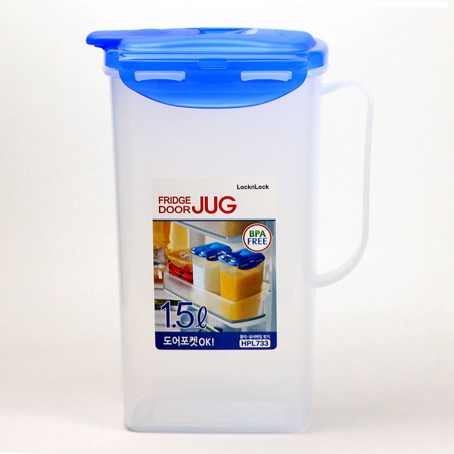 락앤락 이지그립 냉장고 물통 손잡이 도어포켓 슬림 물병, 1개, 1500ml