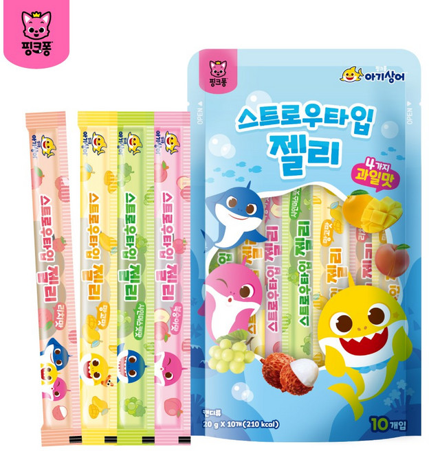 아기상어 스트로우젤리 4가지맛, 1개, 200g