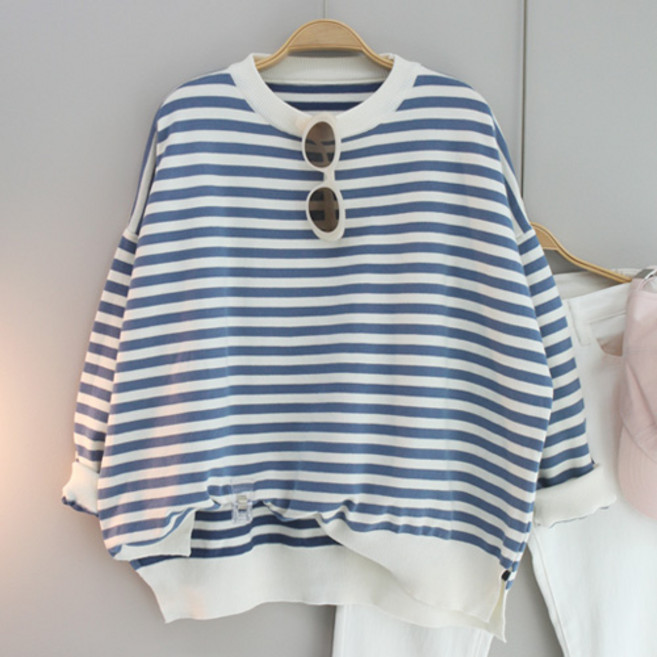 달콩 여성 빅사이즈 봄신상 다나스트라이프루즈핏니트