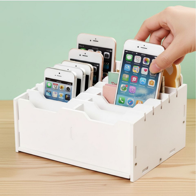 샤라메종 스마트폰 수거함 거치대, 1개, 화이트 12구