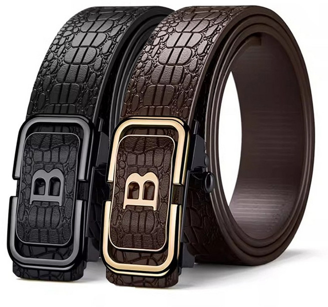 CKIRUV 1+1 고급 남성 악어무늬 자동 벨트