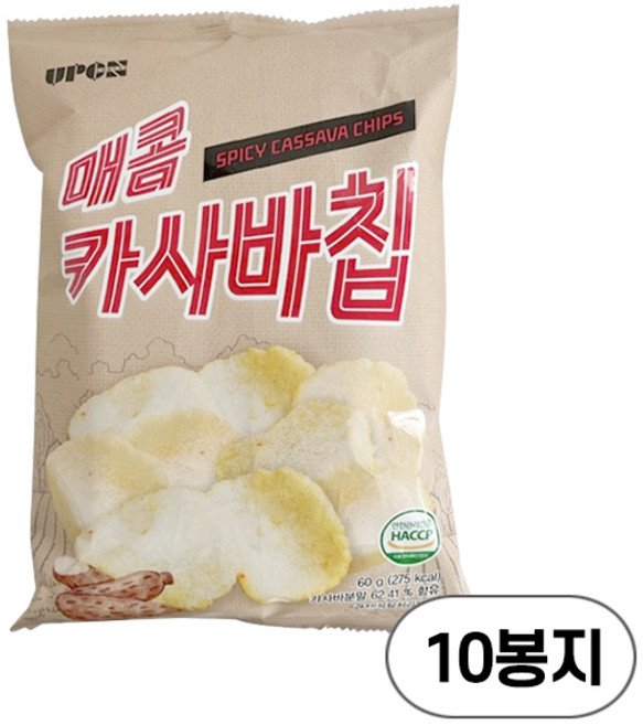서울식품 온가족 건강 간식 매콤 짭쪼름 카사바칩, 10개, 60g