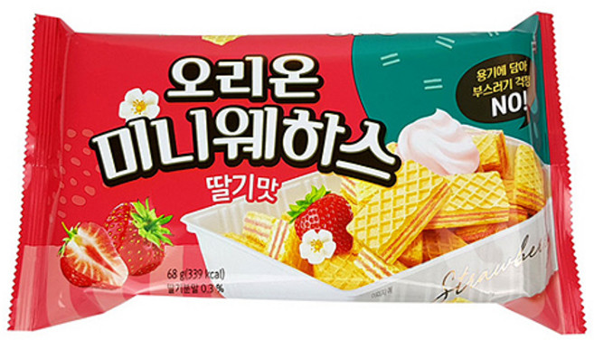 오리온 미니웨하스 딸기맛, 68g, 10개