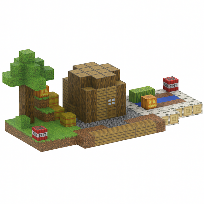 마크 자석 블럭 광산 마그네틱 큐브 피규어 초등 장난감 교구, 09.설원 위 통나무집, 1개