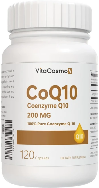VitaCosmoX 비타코스모엑스 코큐텐 CoQ-10 200mg 120 야채캡슐 120캡슐, 1개, 120정 - 쿠팡