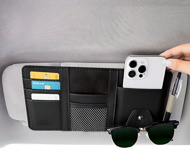 오토랩 차량용 선바이저 수납 포켓, 1개, 블랙