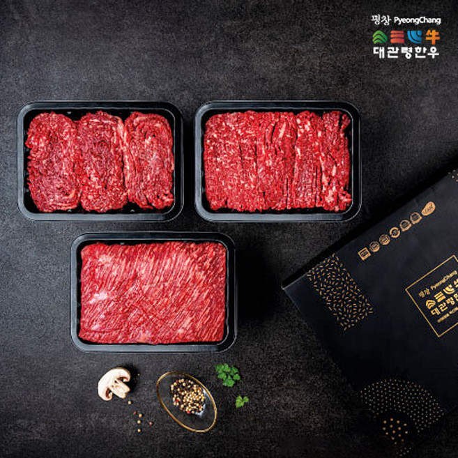 [평창축협] 대관령한우 정육세트 2호불고기400gx2팩(1+) 국거리400g(1+), 단품, 상세 설명 참조, 400g