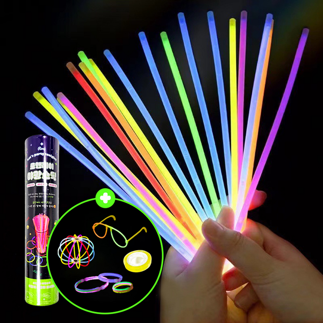 로앤제이 KC인증 야광팔찌 100매입 고급형 8시간 7색, 1개, 야광스틱(연결고리포함)