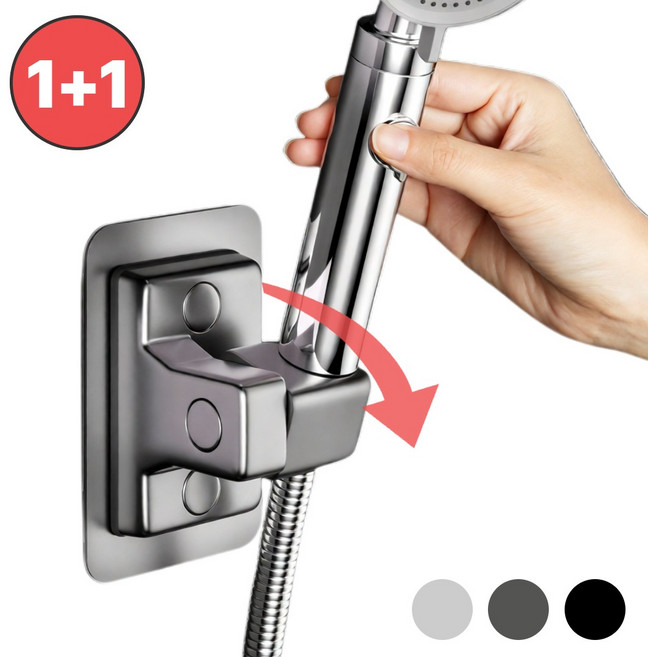 VIENR 회전되는 무타공 샤워기거치대 각도조절, 크롬실버