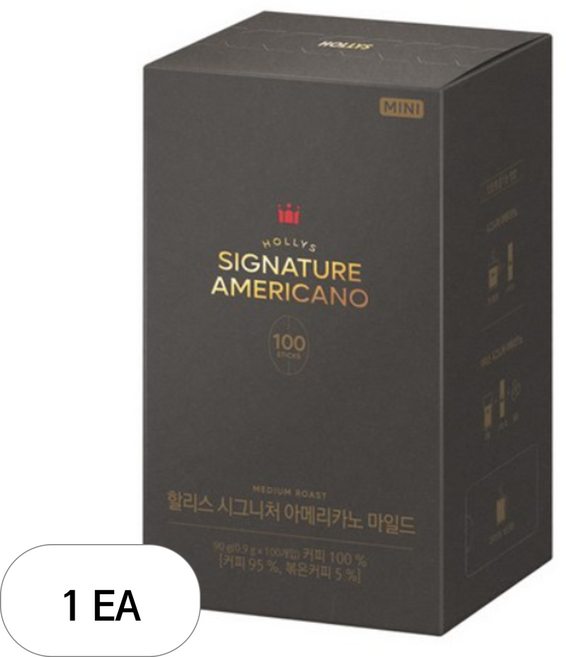 할리스 시그니처 아메리카노 마일드 미니 원두커피믹스, 없음, 1개, 100개입, 900mg