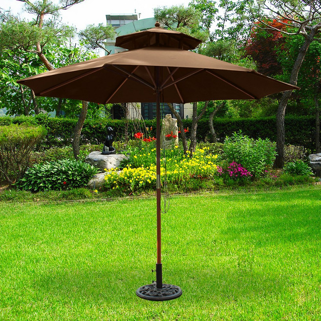 드림레저 원목2층 파라솔 (2300 받침대 별도), 브라운