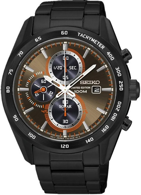 SEIKO 太陽能計時腕錶 古銅x黑鋼 V176-0AP0B
