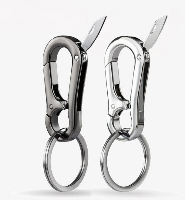 와글하우스 럭셔리 열쇠고리 자동차 키홀더 키링, C키링나이프형, 2종(실버+그레이), 1개