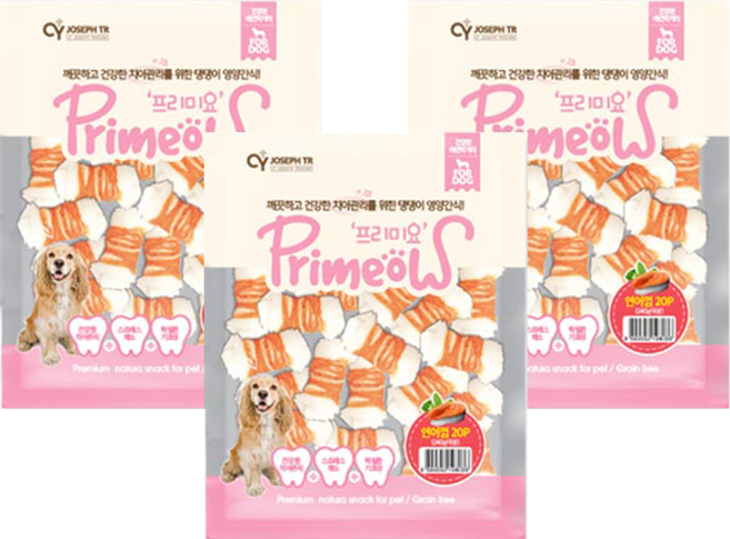 프리미요 강아지 딩고 덴탈껌 7cm 20p, 연어, 240g, 3개