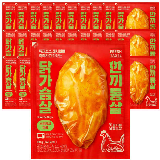 한끼통살 통살 닭가슴살 스리라차마요맛 30개입, 30개, 100g