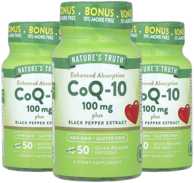 네이처스트루스 코큐텐 CoQ-10 플러스 흑후추 100mg 속방형 소프트젤 50정 2+1, 3개
