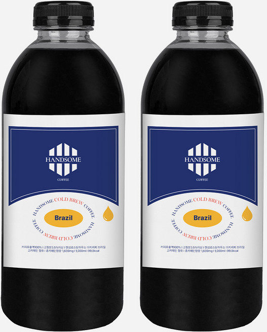 핸섬로스팅하우스 더치커피 브라질 세하도 콜드브루원액, 1L, 1개입, 2개