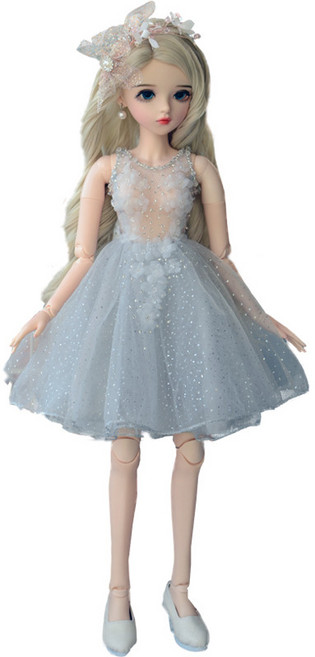 관절인형 의상 세트 60cm 드레스 공주풍 스타일 생일 선물용, 1개, 블루 예복 의류