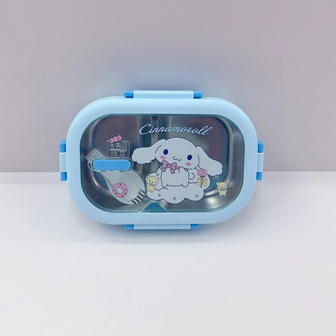 산리오 스텐 도시락 귀여운 런치박스 캐릭터 선물 2단 도시락, 1개, 블루