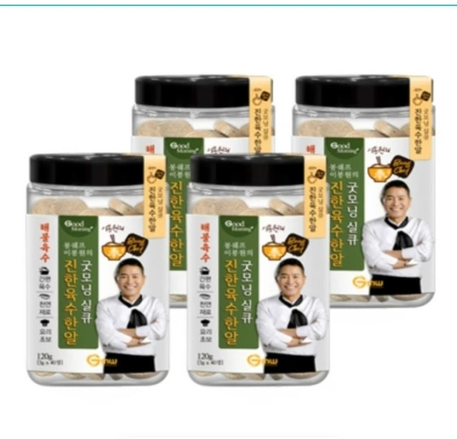 굿모닝 실큐 진한육수한알 4병 이봉원육수 천연조미료 코인육수 마법육수, 4개, 120g - 쿠팡