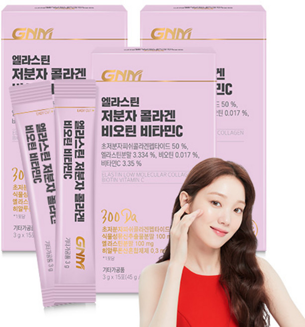 자연의품격 엘라스틴 저분자 콜라겐 펩타이드 비오틴 비타민C 분말스틱, 45g, 3개