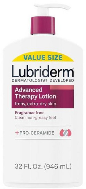 Lubriderm 어드밴스드 테라피 비타민 E 및 프로비타민 B5 함유 무향 모이스처라이징 로션 극도로 건조한, 1개, 4.6L