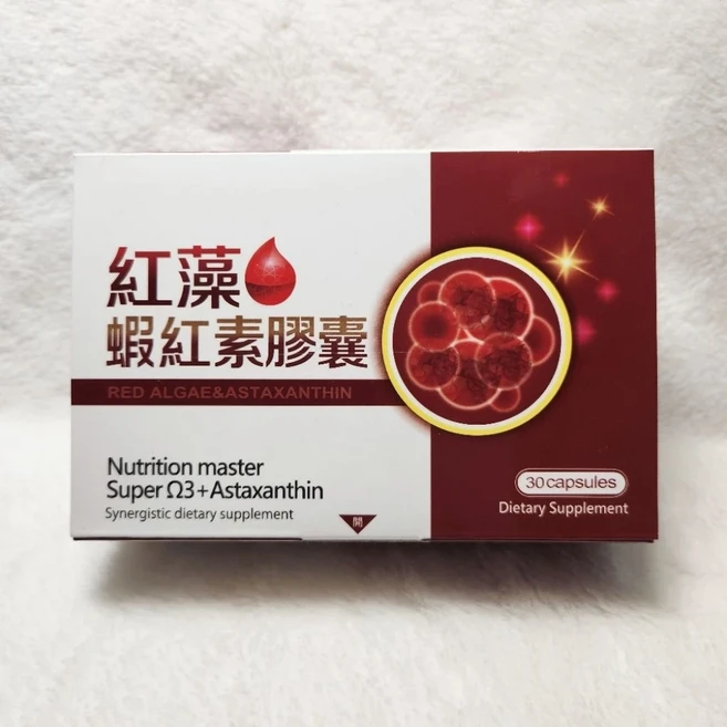 Nutrition master Super Ω3+Astaxanthin 紅藻蝦紅素膠囊 30粒 輔助食品, 1個, 30顆