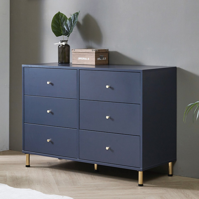 로즈퍼니처 쥴리아 1200 3단 서랍장 1185x500x850mm, 서랍형_딥블루