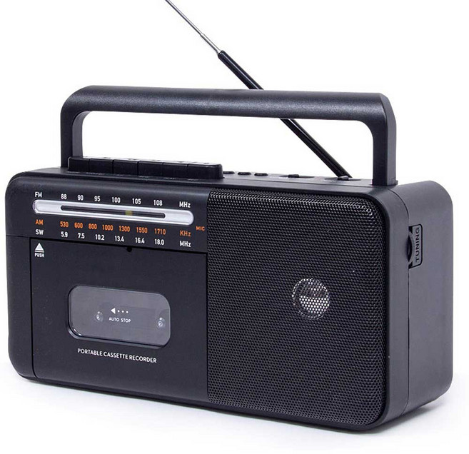 KJ-TONGSANG 레트로 클래식 올인원 카세트 라디오 가정용 휴대용 효도 라디오 FM USB메모리 SD카드, 블랙