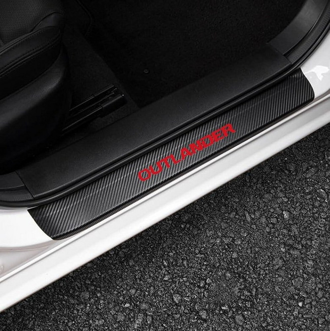 LEXLEY For Mitsubishi 2014-2026 Outlander PHEV SPORT 카본소재 Fiber Style 천연가죽 Door Sill Protector Ant, RED