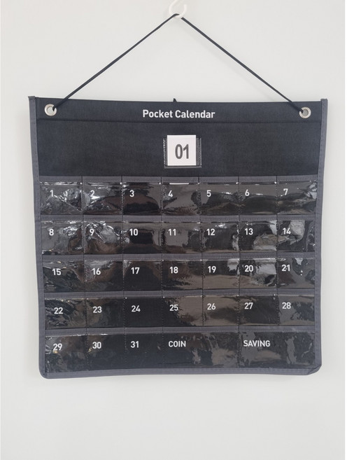 블리스키미 약달력 용돈 달력 약먹는 주머니 생활비 가계부 저축 영수증 포켓 캘린더, 1개, 블랙