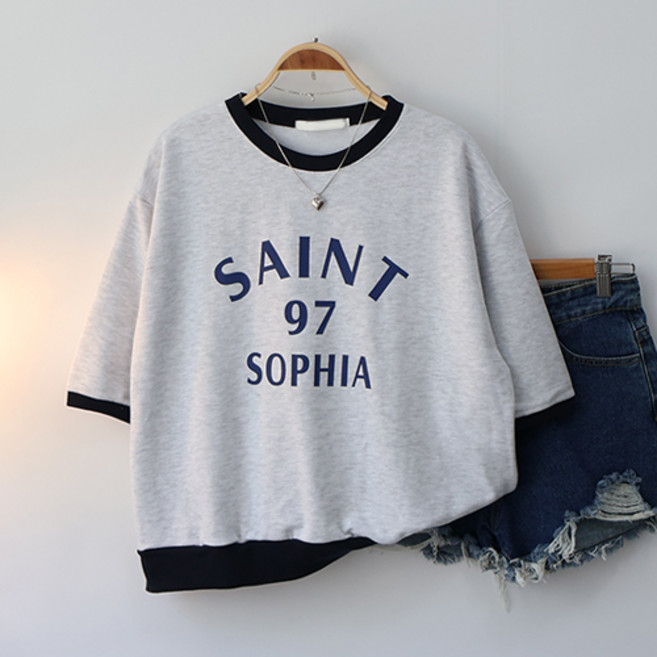 스카이코코 여성 반팔 티셔츠 피아 배색 맨투맨