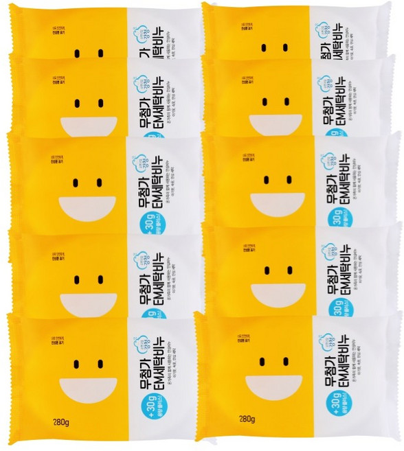 강청 무첨가 EM세탁빨래비누280g 10개입, 280g, 세탁비누10입