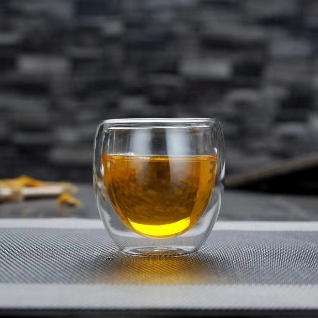 喜奈而雙層玻璃杯，50ml/80ml，濃縮咖啡杯，品茗杯，雙層隔熱，快速出貨, 1個, 80ml