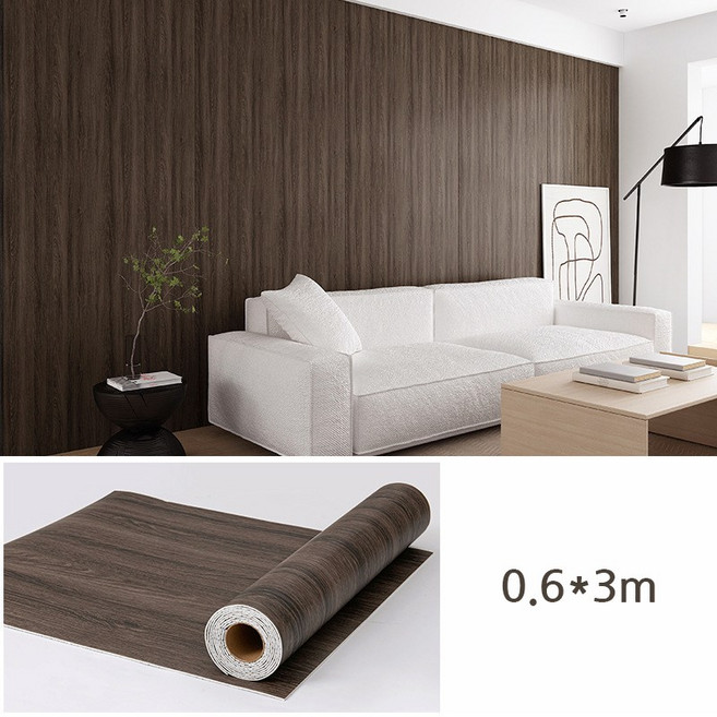 Fowod 벽면 데코타일 접착식 나무결 디자인 보온 두꺼움 2mm PVC 방오 방유 내마모, 진한 회색