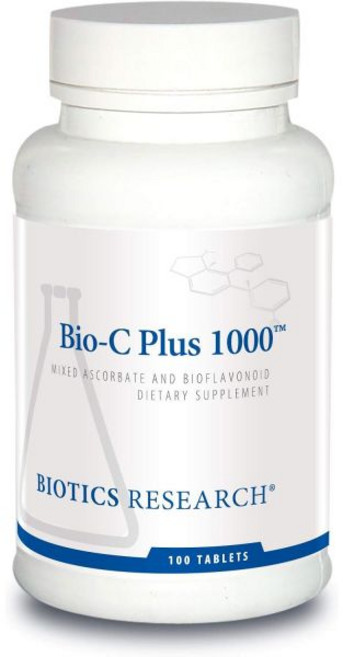 BIOTICS 리서치 바이오 C 플러스 1000 항산화제 고용량 바이오플라보노이드 건강한 면역 반응 지원 콜라겐 형성 피부 연골 및 관절 100정, 1개