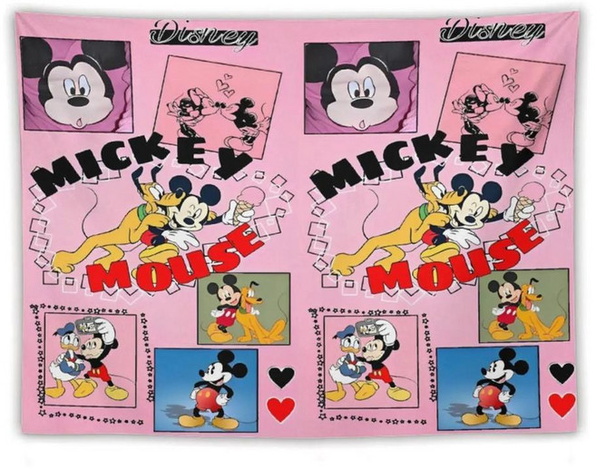 미키 미니 마우스 태피스트리 귀여운 만화 배경 천 벽 아트 걸이 복고풍 거실 침실 장식 담요, 1개, 1. style / E. 60inx80in