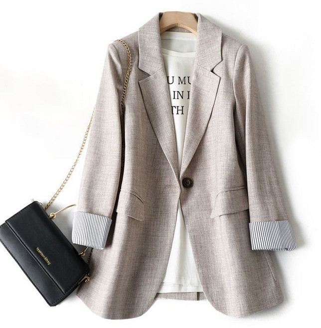 POMTOR 여성 봄 가을 슬림 양복 코트 빅사이즈 긴팔 정장 자켓 S-4XL