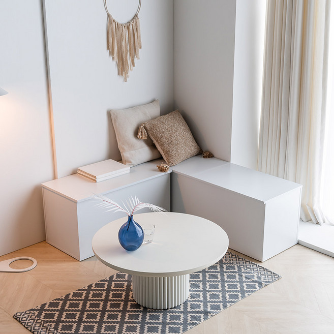 프린홈 코니 벤치 수납벤치 스툴 600/800/1200, 화이트