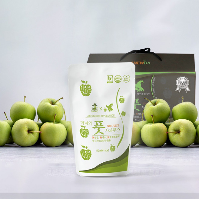 [김가네과일촌] 마녀의 풋사과 주스 NFC 착즙 100% 경북 영주 사과 풋사과즙, 30개, 110ml