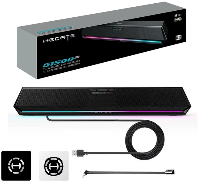 Edifier G1500 바 데스크 사운드바 컴퓨터 스피커 7.1 Bluetooth 5.3 + USB-A 연결 마이크가 있는 RGB 조명, 01 China Mainland, 01 Black