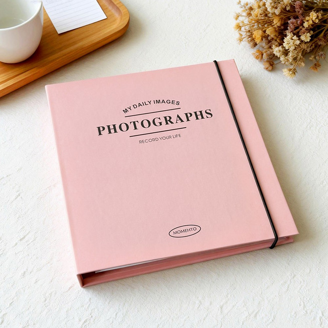 대용량 네컷 사진 앨범 접착식 포토북 스크랩북, 50매, 핑크