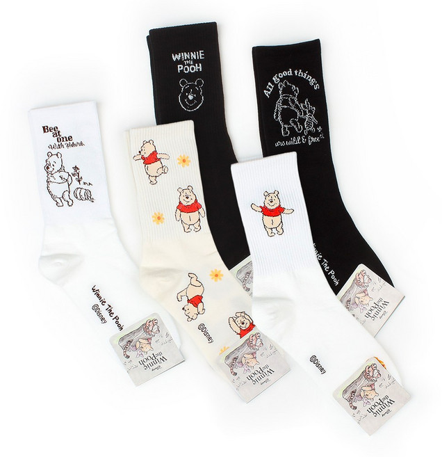 국내제작 곰돌이 푸우 라이센스 캐릭터 긴목 양말 크루삭스