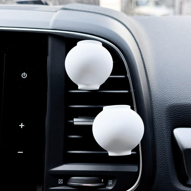 앤티키 달항아리 풍요 번영 행운 차량용 석고방향제 차디퓨저 고체 인테리어소품 집들이선물 외국인선물, 석고방향제+화이트머스크(10ml), 1세트