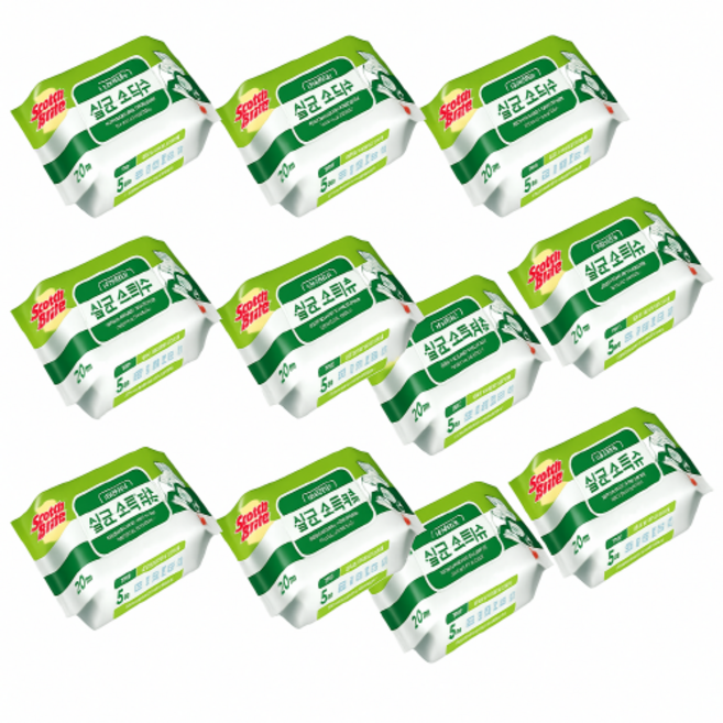 3M 스카치 브라이트 휴대용 다용도 살균 소독 티슈, 10개