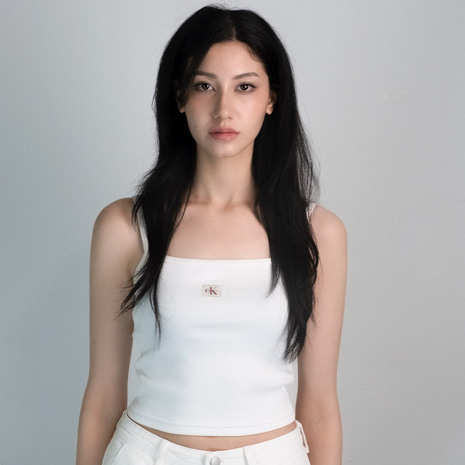 캘빈클라인 CK 여자 우븐 라벨 립 탑 끈나시